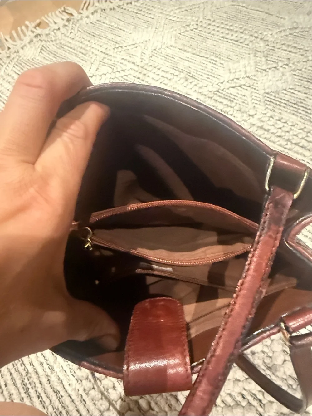 Woven Crossbody Bag in Deep Wine Red